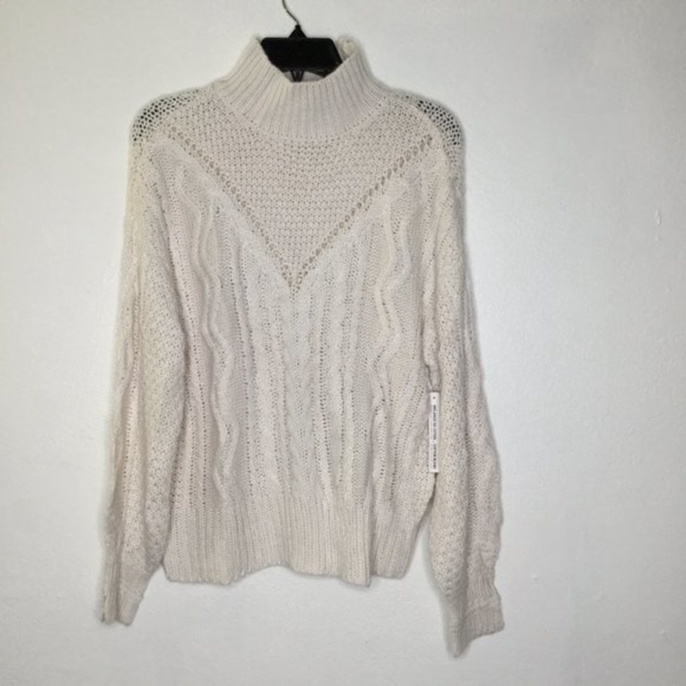 Rag Supply Knit Mock Neck Sweater Ivory Size Small NWT